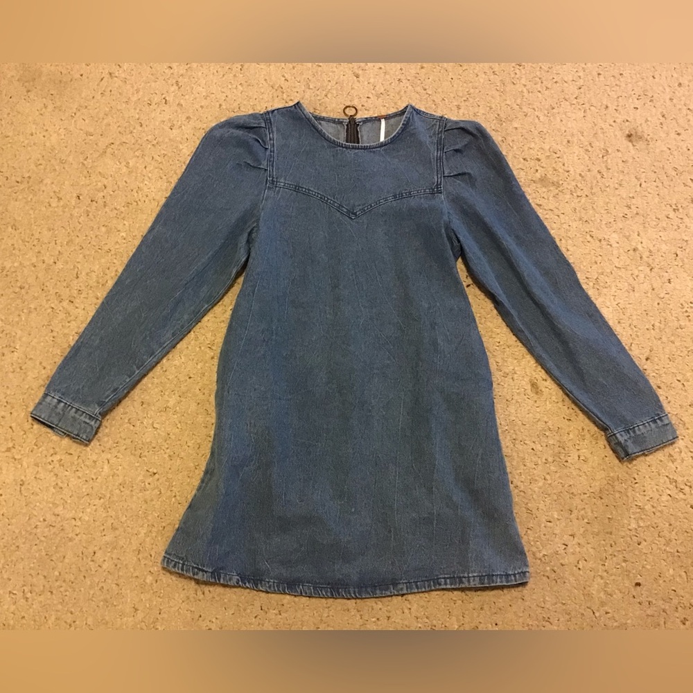 FREE PEOPLE SZ 2 DENIM JEAN DRESS BACK ZIP GUC